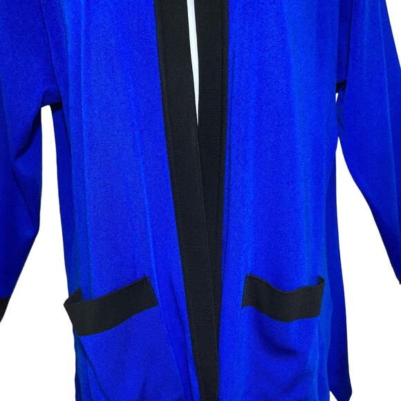 Exclusively Misook Medium Colorblock Royal Blue Jacket With Black Trim Pockets M - Picture 4 of 16